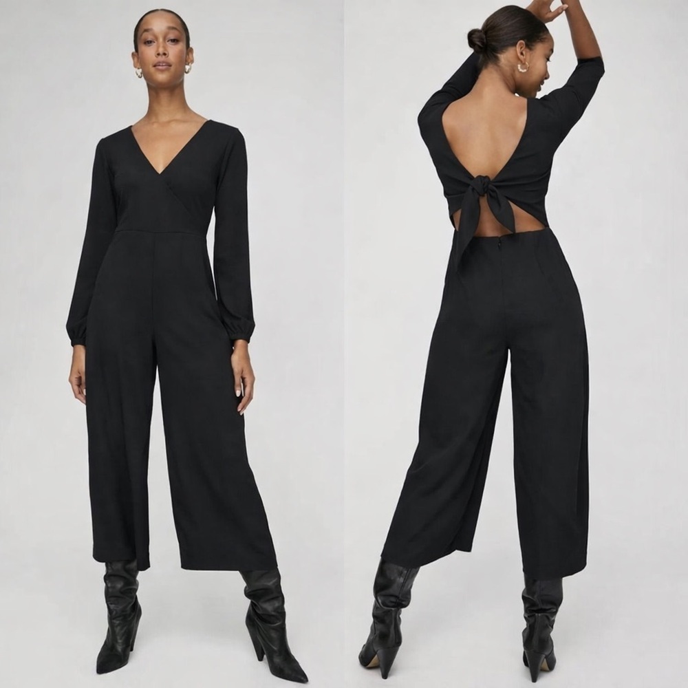 ARITZIA WILFRED ECOULEMENT BLACK TIE BACK  JUMPSUIT SIZE 10